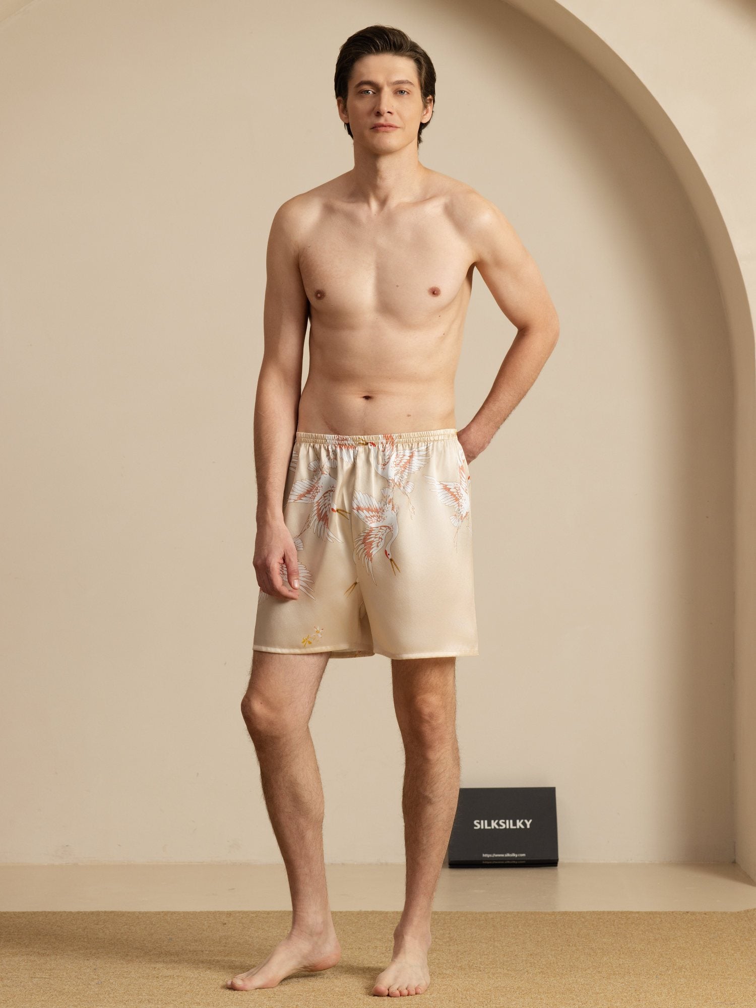 [Champagne] SilkSilky-UK 19Momme Mens Sleep Bottoms 006