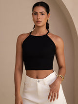 [Black] SilkSilky-UK Sleeveless Crew Neck Camisole 001