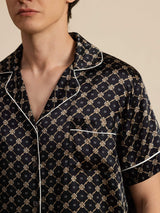 [Black Chain] SilkSilky-UK Short Sleeve Lapel Collar Men's Pyjamas 004