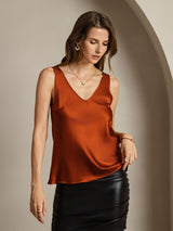 [Caramel] SilkSilky-UK Sleeveless V Neck Camisole 006