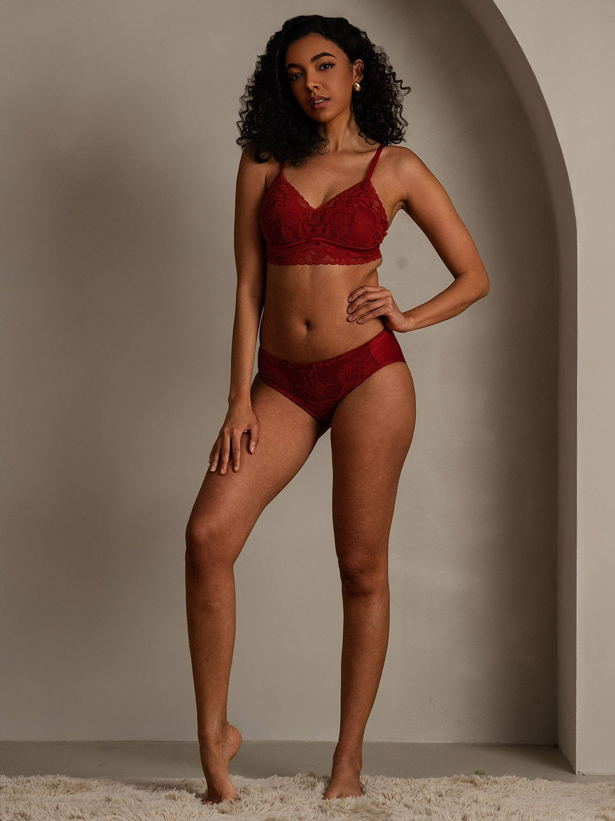 SilkSilky-UK Silk Bra&Panty Set DarkRed 008