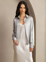 [Light Gray] SilkSilky-UK Long Sleeve Lapel Collar Women's Shirt 007