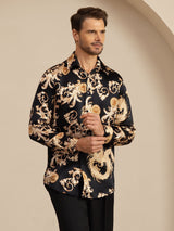 [Black Dragon] SilkSilky-UK Long Sleeve Lapel Collar Men's Shirt 004