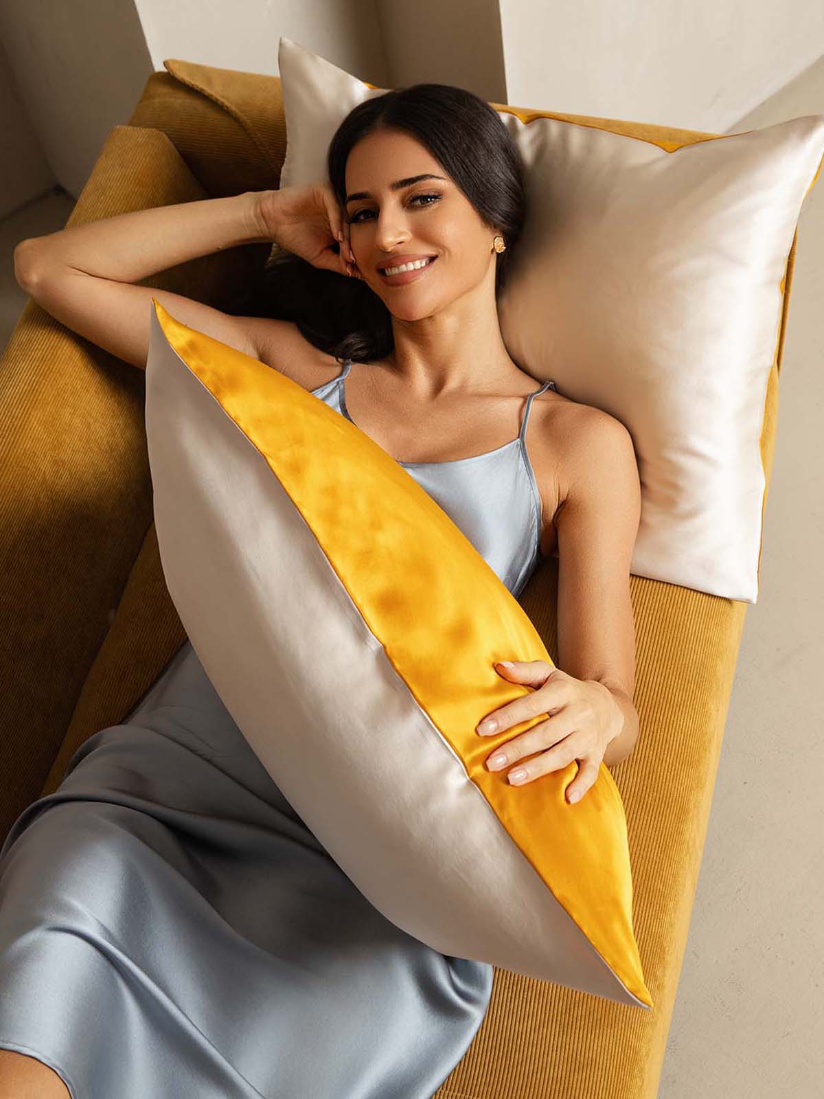 [Gold+LightBeige] SilkSilky-UK 22Momme Pure Silk Pillowcase 003