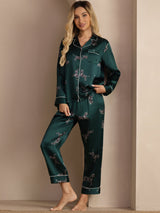 [Emerald Zebra] SilkSilky-UK Long Sleeve Lapel Collar Women's Pyjamas 005