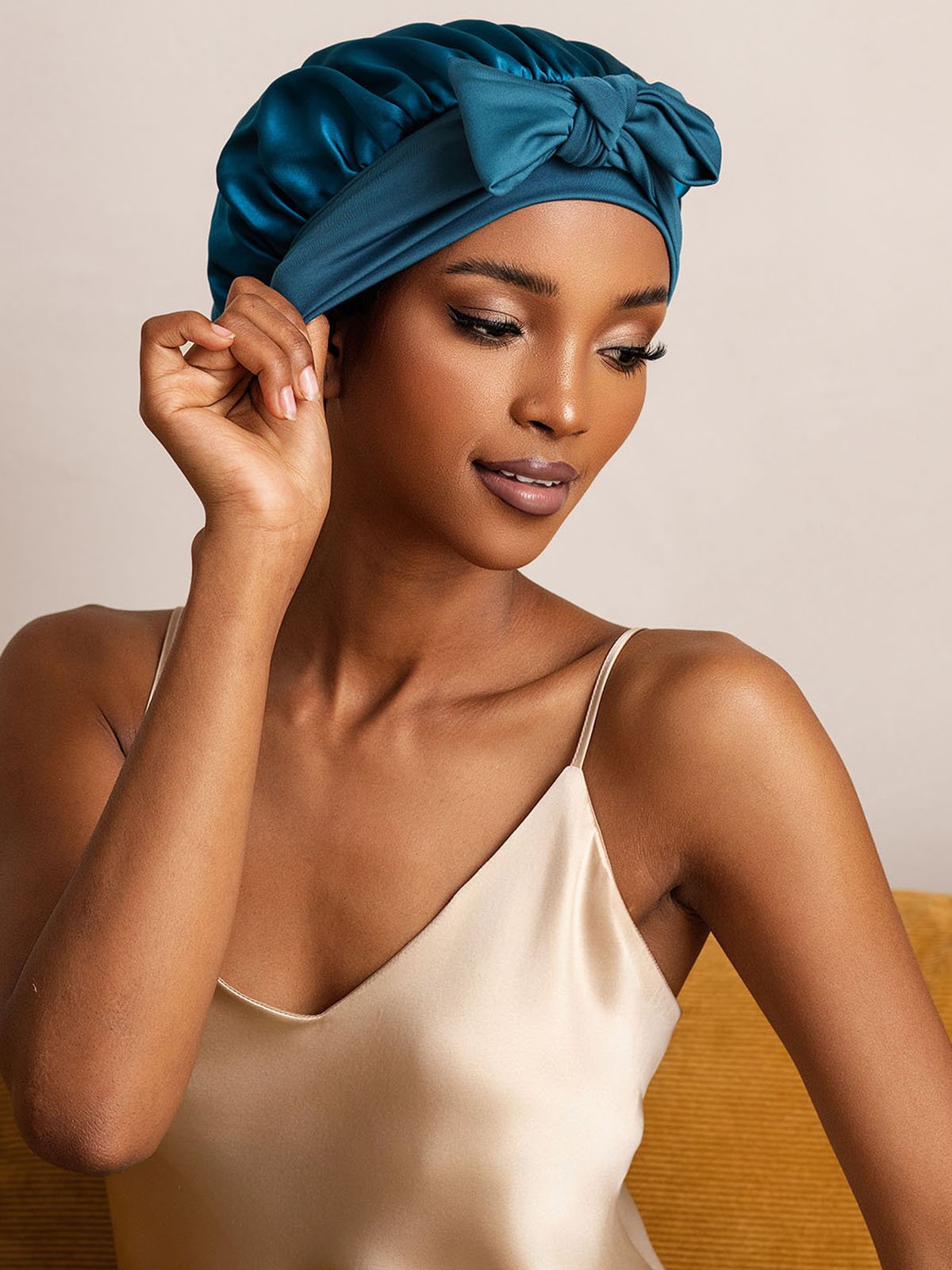 [Teal] SilkSilky-UK Pure Silk Sleep Cap 006