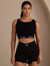 [Black] SilkSilky-UK Sleeveless Crew Neck Camisole 005