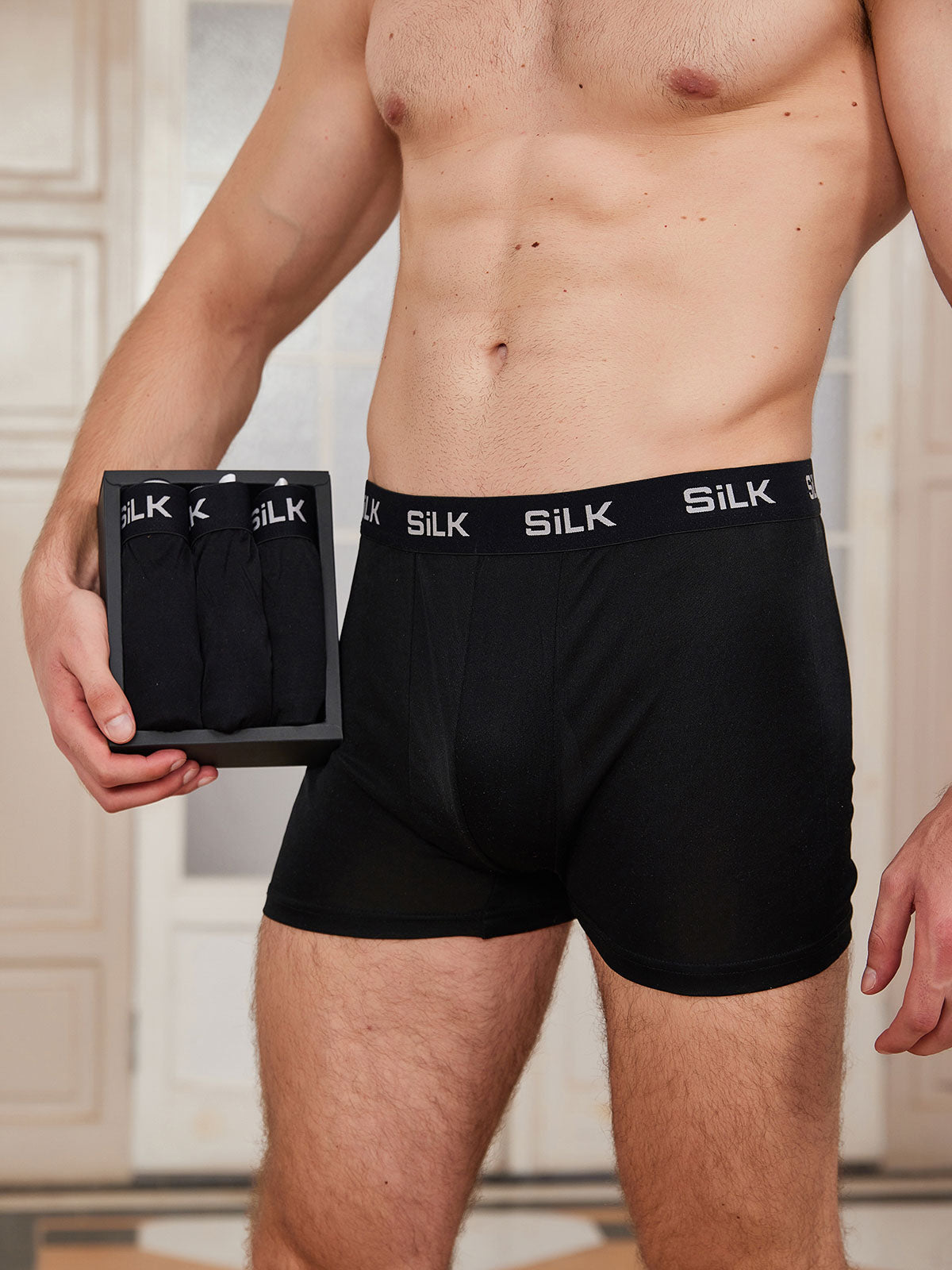 [Black] SilkSilky-UK Pure Silk Mens Underwear 001