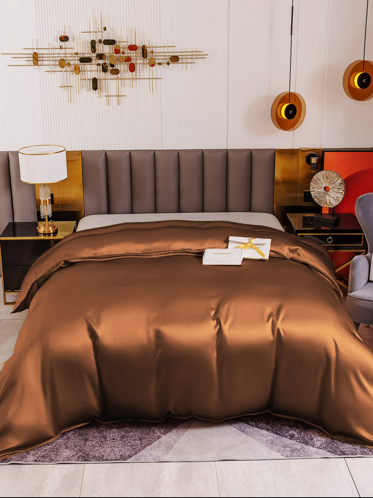 [Coffee] SilkSilky-UK 19Momme Pure Silk Duvet Cover 002
