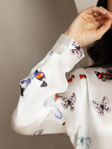 [White Butterfly] SilkSilky-UK 19Momme Silk Collar Women''s Outfit Sets 006