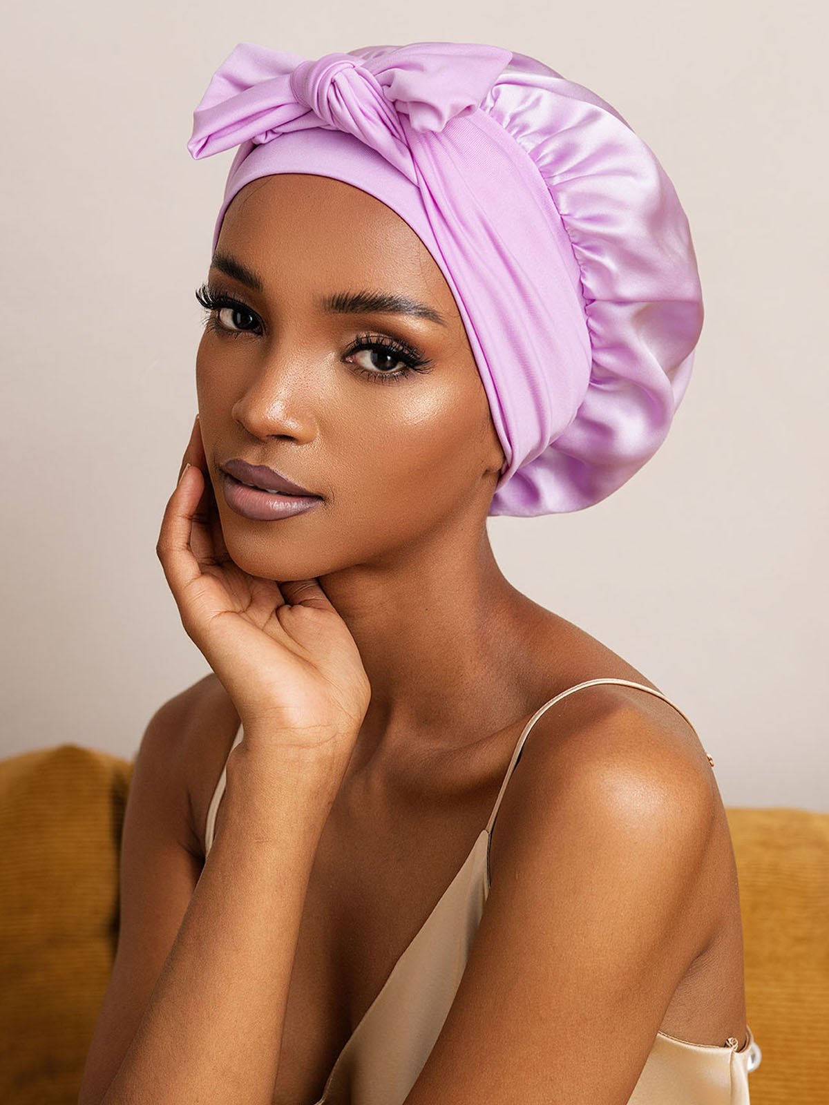 [Lavender] SilkSilky-UK Pure Silk Sleep Cap 001