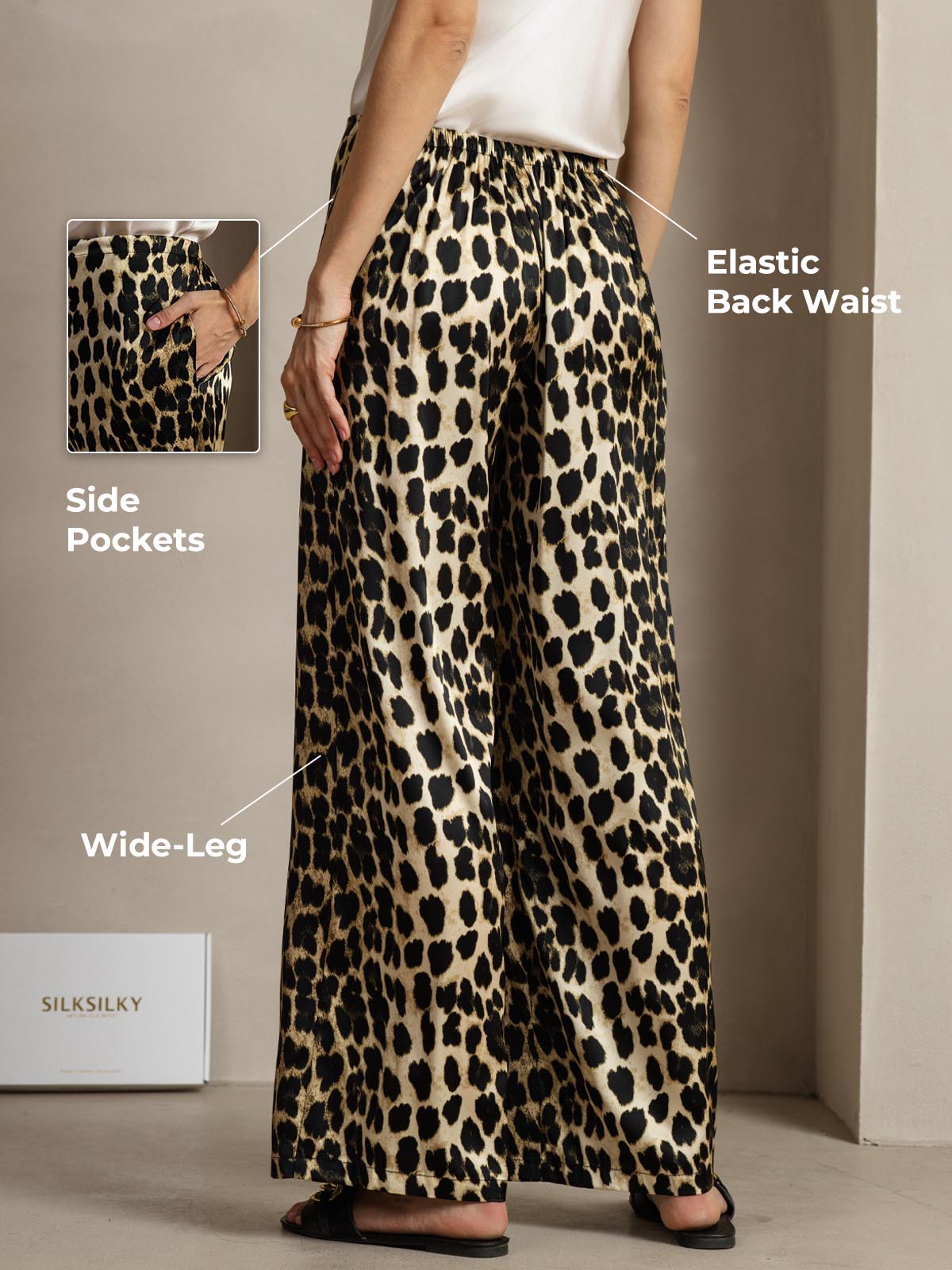 [Leopard] SilkSilky-UK 19Momme Silk Womens Pants 001