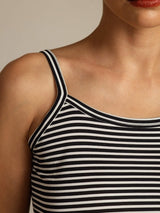 [Black Stripe] SilkSilky-UK Spaghetti Strap Square Neck Camisole 007