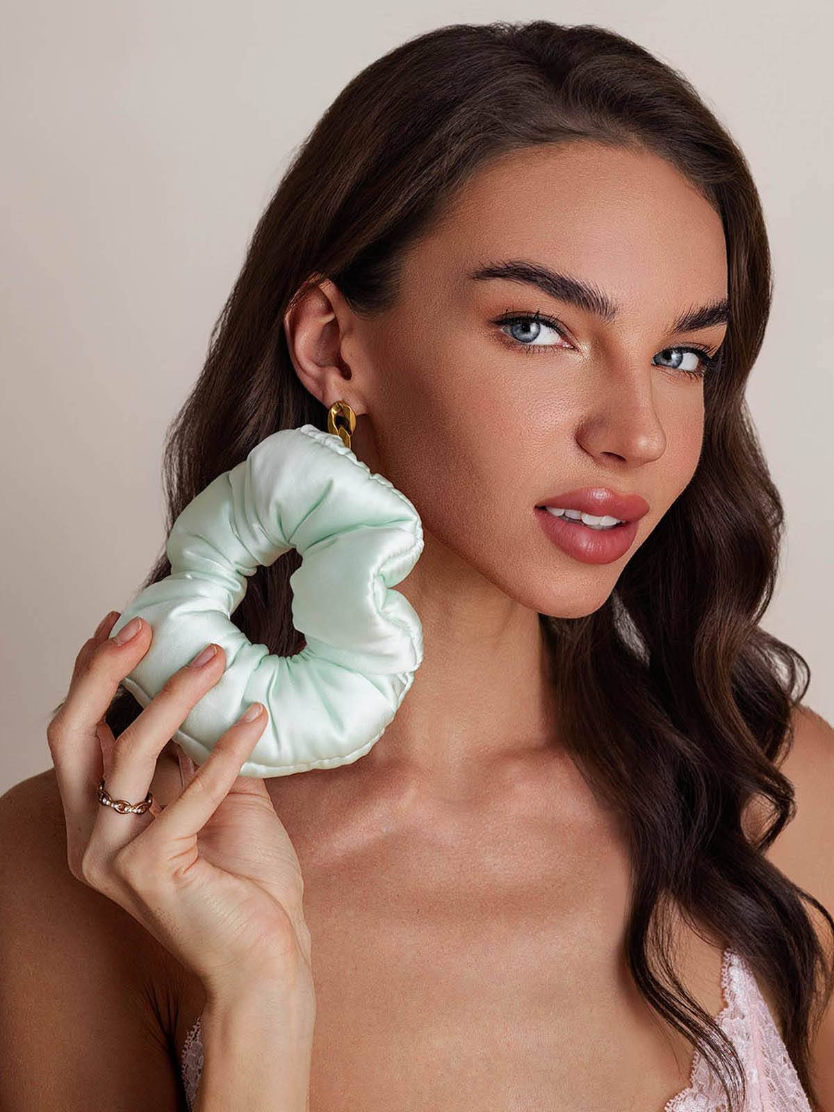 [Mint Green] SilkSilky-UK Pure Silk Scrunchie 003