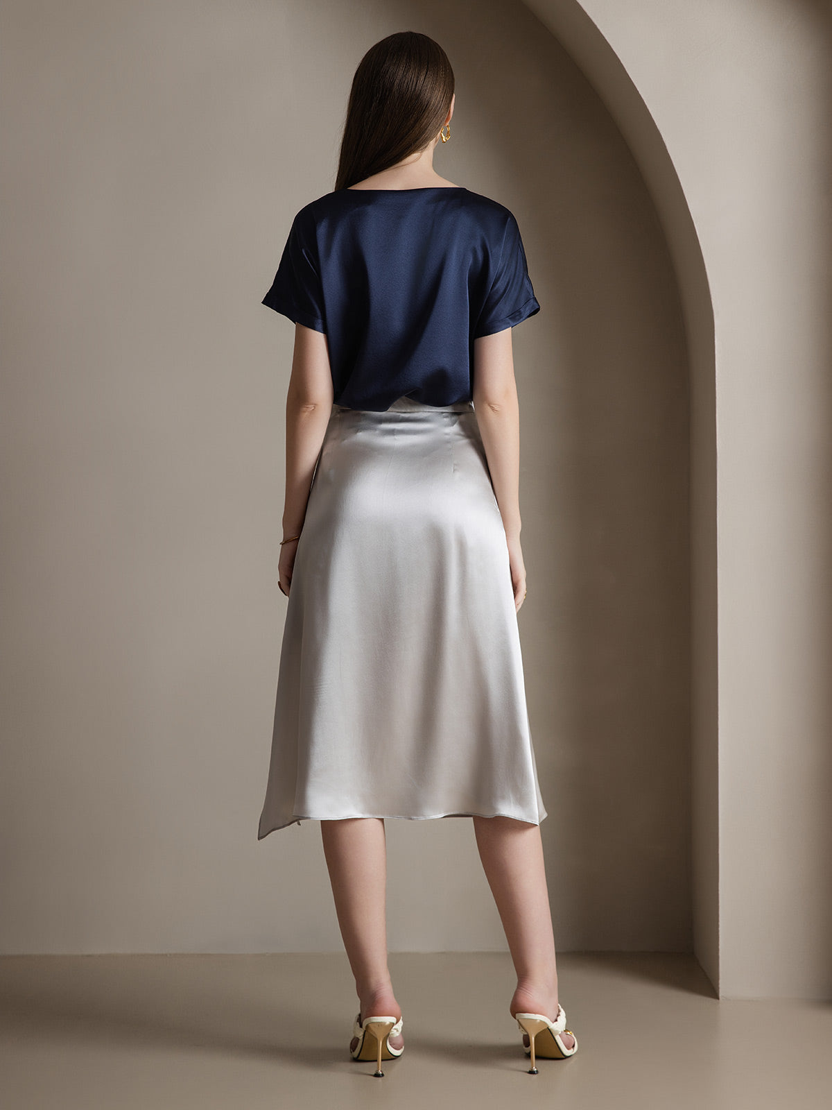 [Light Gray] SilkSilky-UK 19Momme Silk Skirt 003