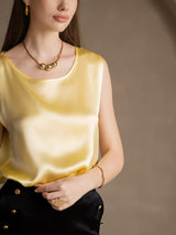 [Light Yellow] SilkSilky-UK Sleeveless Round Neck Camisole 003