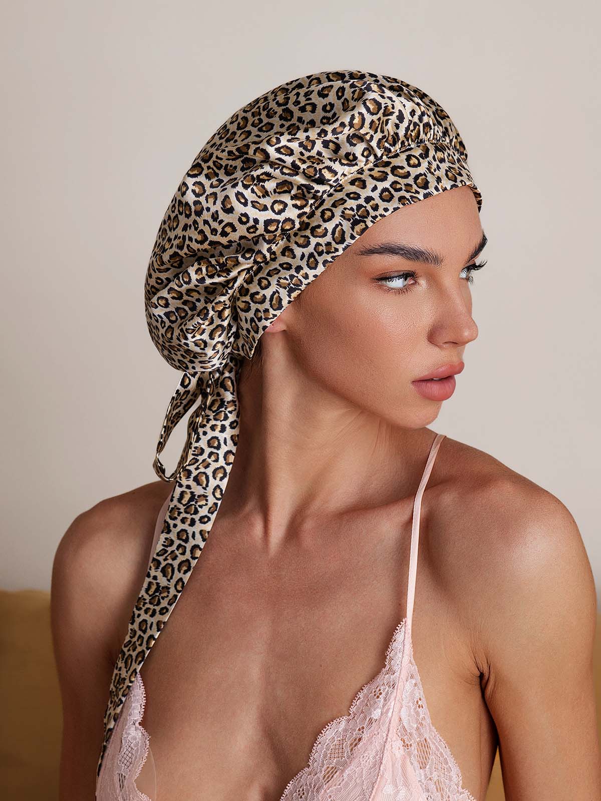 [Leopard] SilkSilky-UK Pure Silk Sleep Cap 004