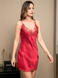 SilkSilky UK Pure Silk Sleeveless Boat Neck Nightdress Red 005