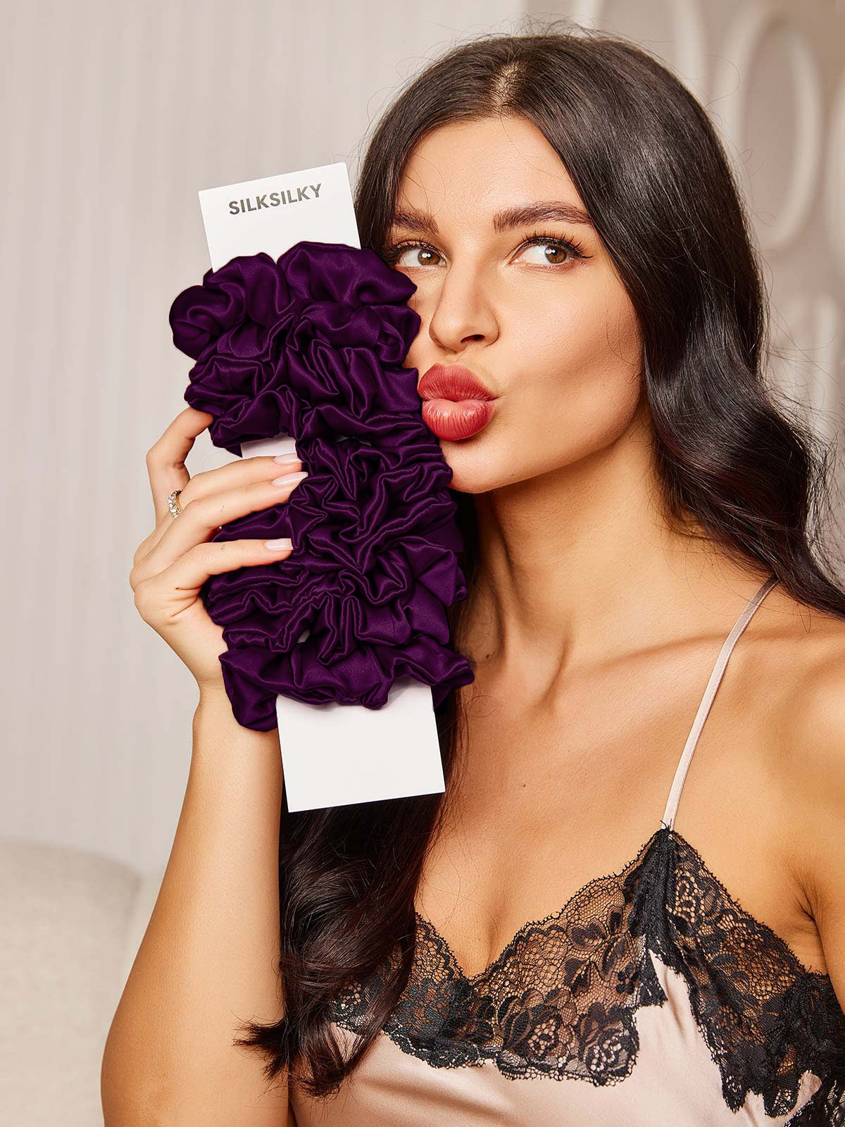 [Deep Purple] SilkSilky-UK 19Momme Pure Silk Scrunchie 001