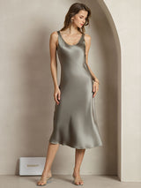[Grayish Green] SilkSilky-UK Sleeveless Dress 003