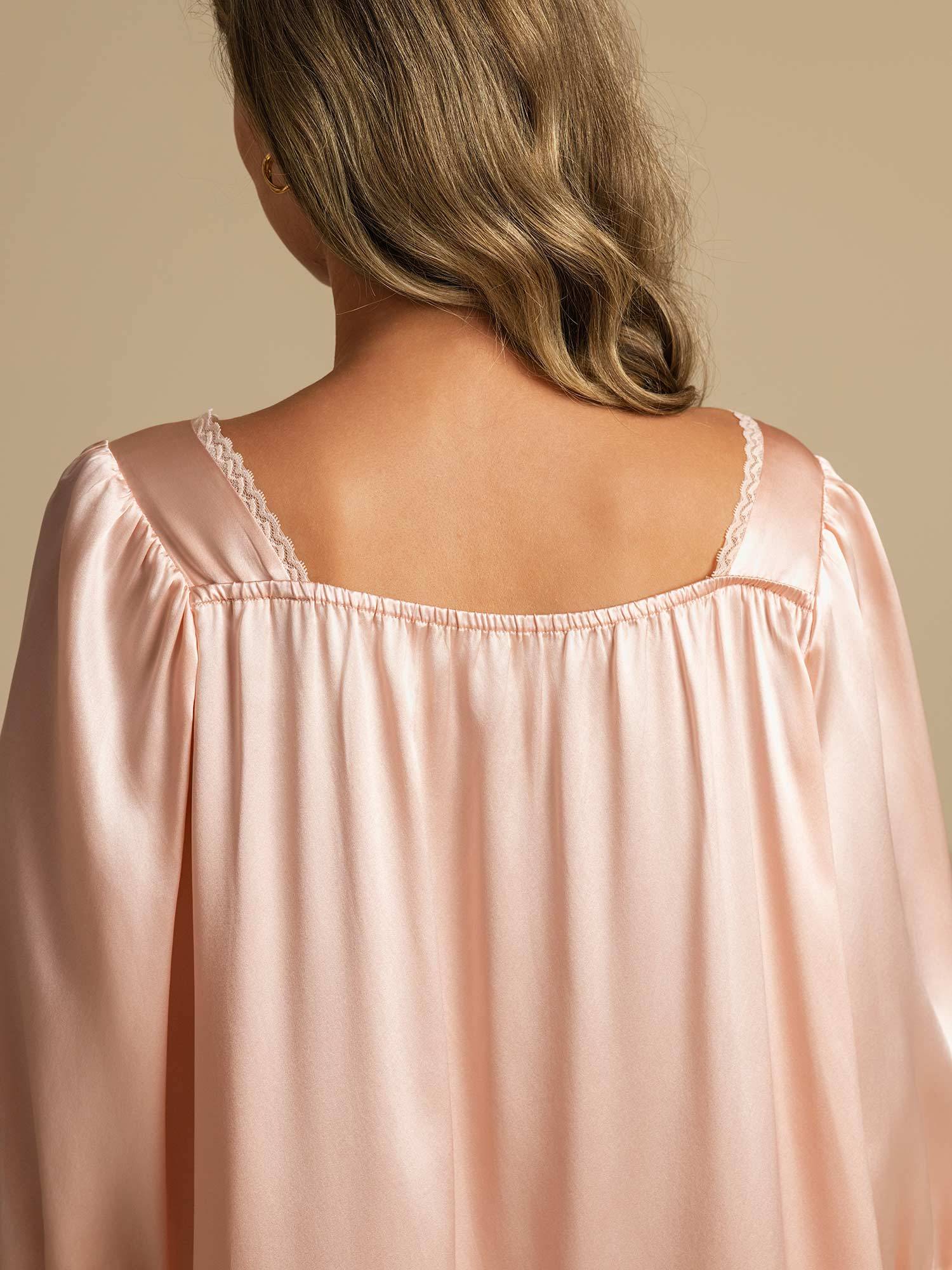 [LightPink] SilkSilky-UK Pure Silk Square Neck Nightdress 005