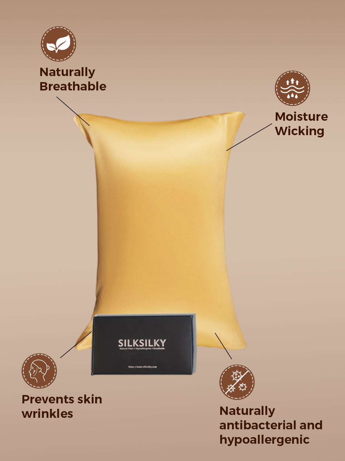 [Champagne] SilkSilky-UK 22Momme Pure Silk Pillowcase 002
