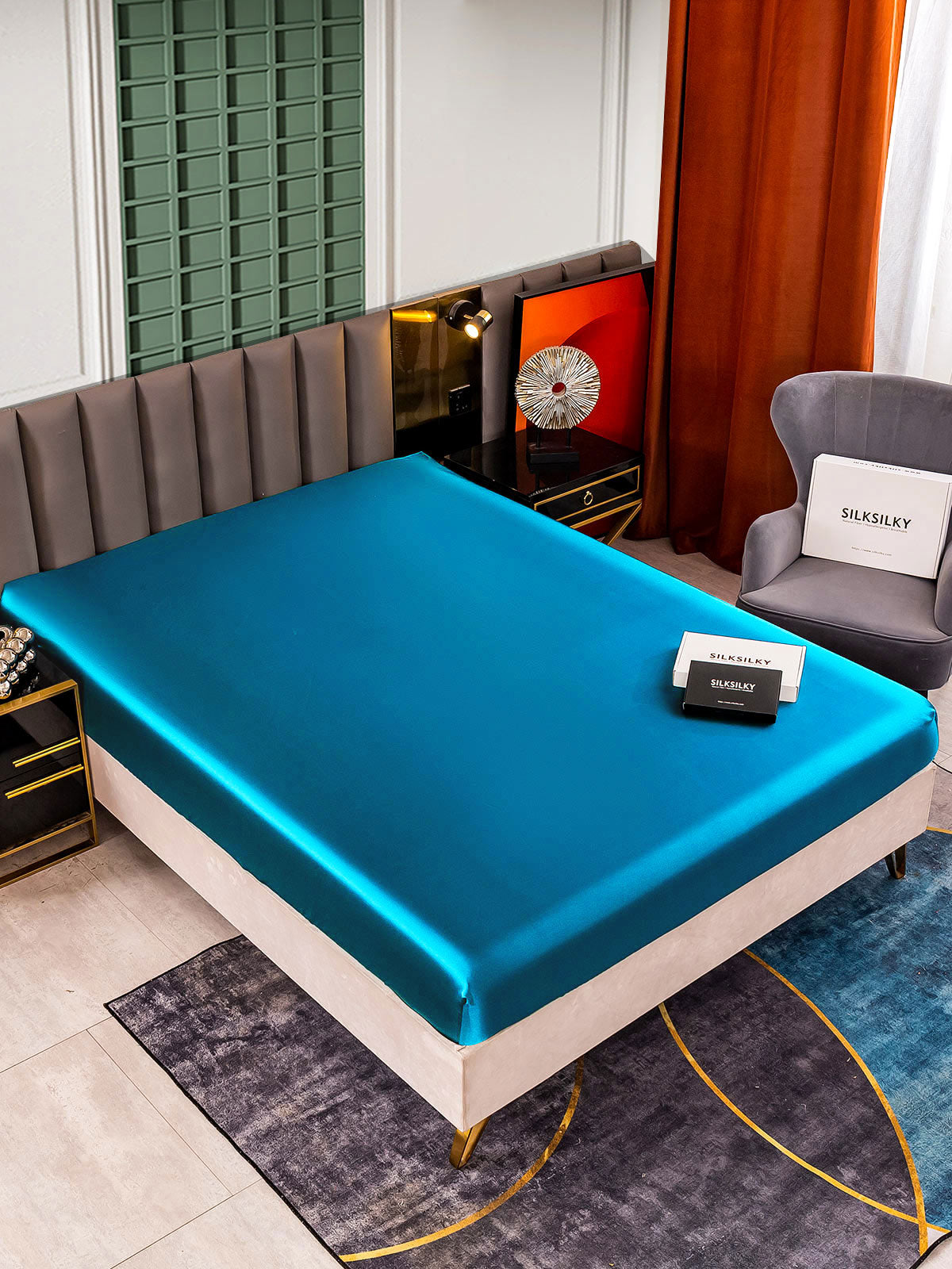 [Teal] SilkSilky-UK 25Momme Pure Silk Sheet 001