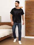 SilkSilky UK Pure Silk Short Sleeve Round Neck Men's T Shirt Black 003