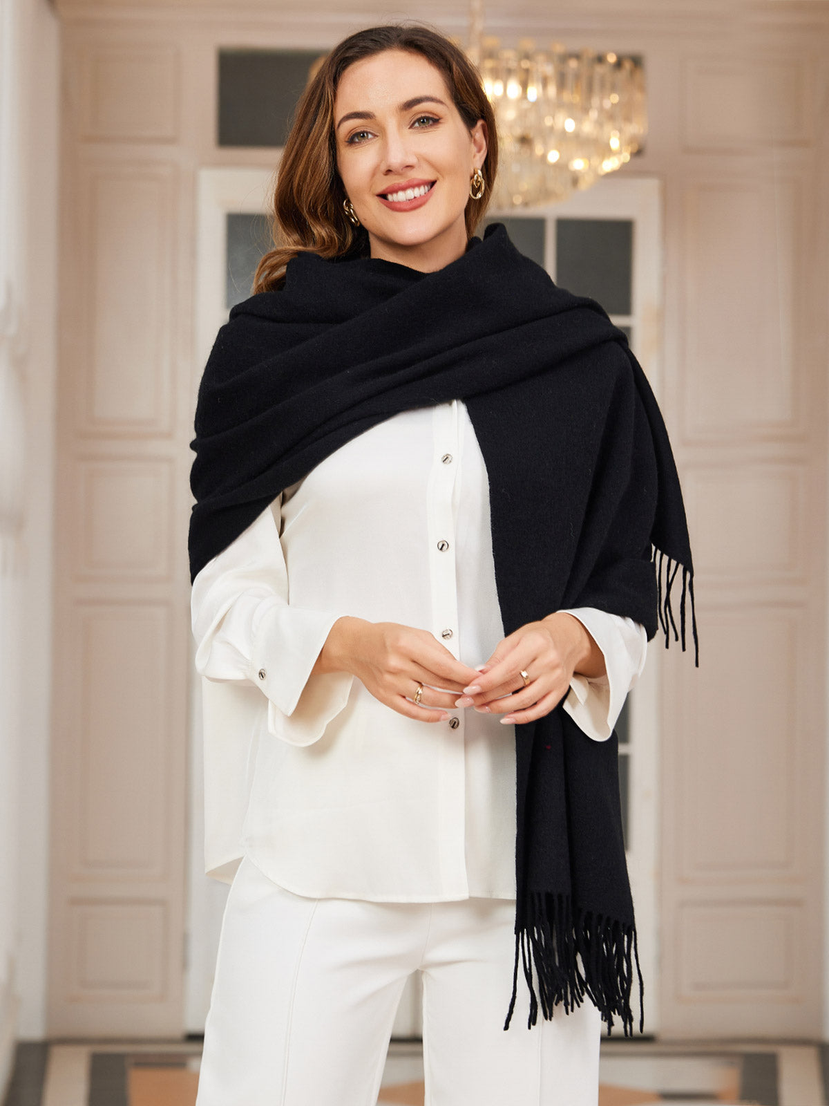 [Black] SilkSilky-UK Wool Scarf 003
