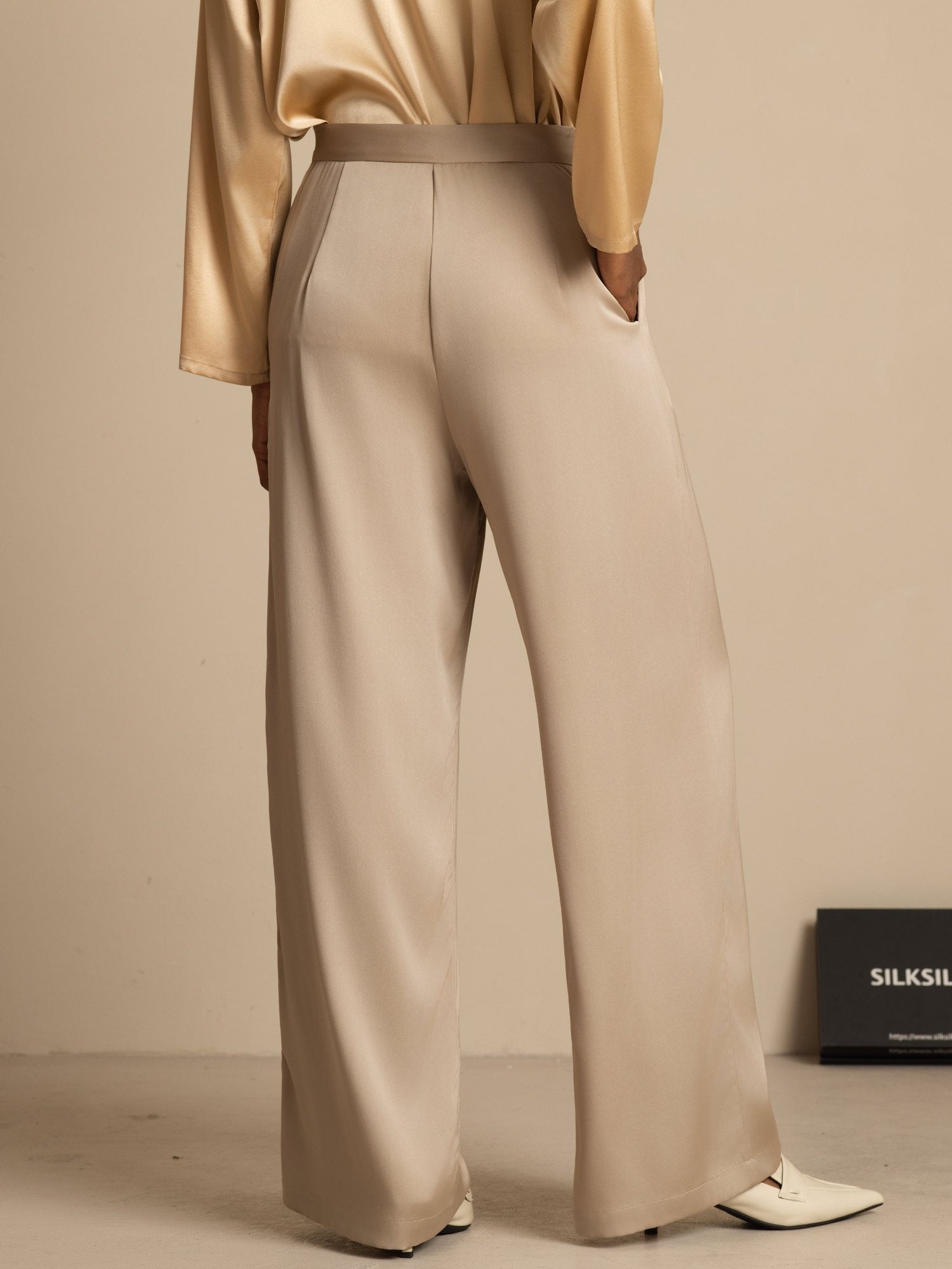 [Tan] SilkSilky-UK 19Momme Silk Womens Pants 002