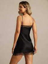 [Black] SilkSilky-UK Pure Silk Nightgown 002