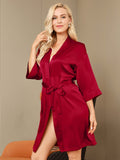 SilkSilky UK Pure Silk Half Sleeve Womens Robe Wine 001