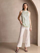 [Light Green] SilkSilky-UK Sleeveless Halter Women's T-Shirt 005