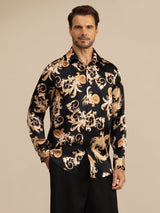 [Black Dragon] SilkSilky-UK Long Sleeve Lapel Collar Men's Shirt 001