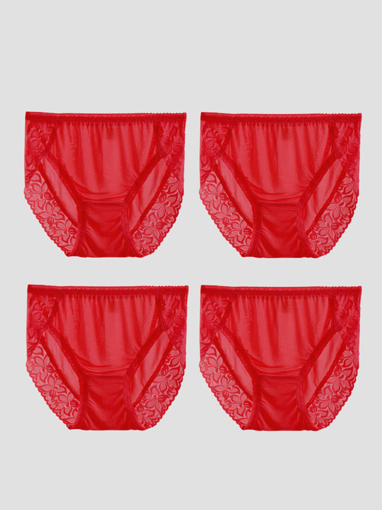SilkSilky-UK Silk Knitted Panty Red 005
