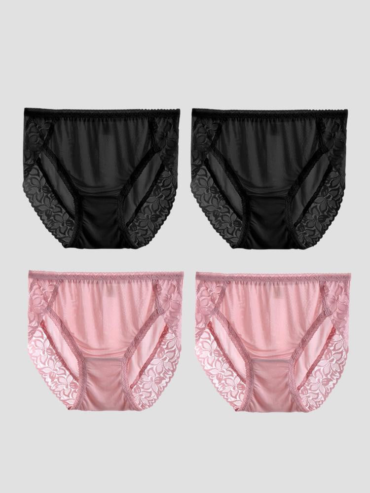 SilkSilky-UK Silk Knitted Panty Black+Pink 003