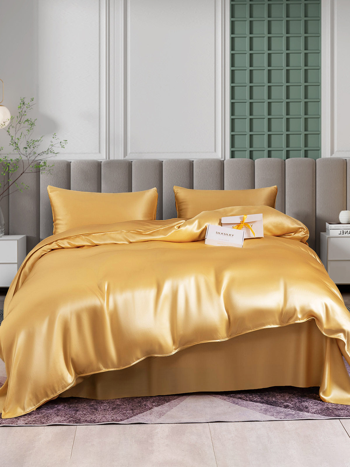 SilkSilky UK 25Momme Pure Silk Bedding Set Champagne 002