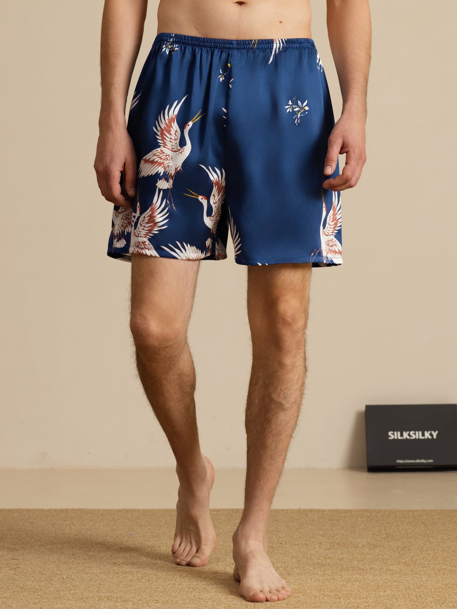 [Dark Blue] SilkSilky-UK 19Momme Mens Sleep Bottoms 003