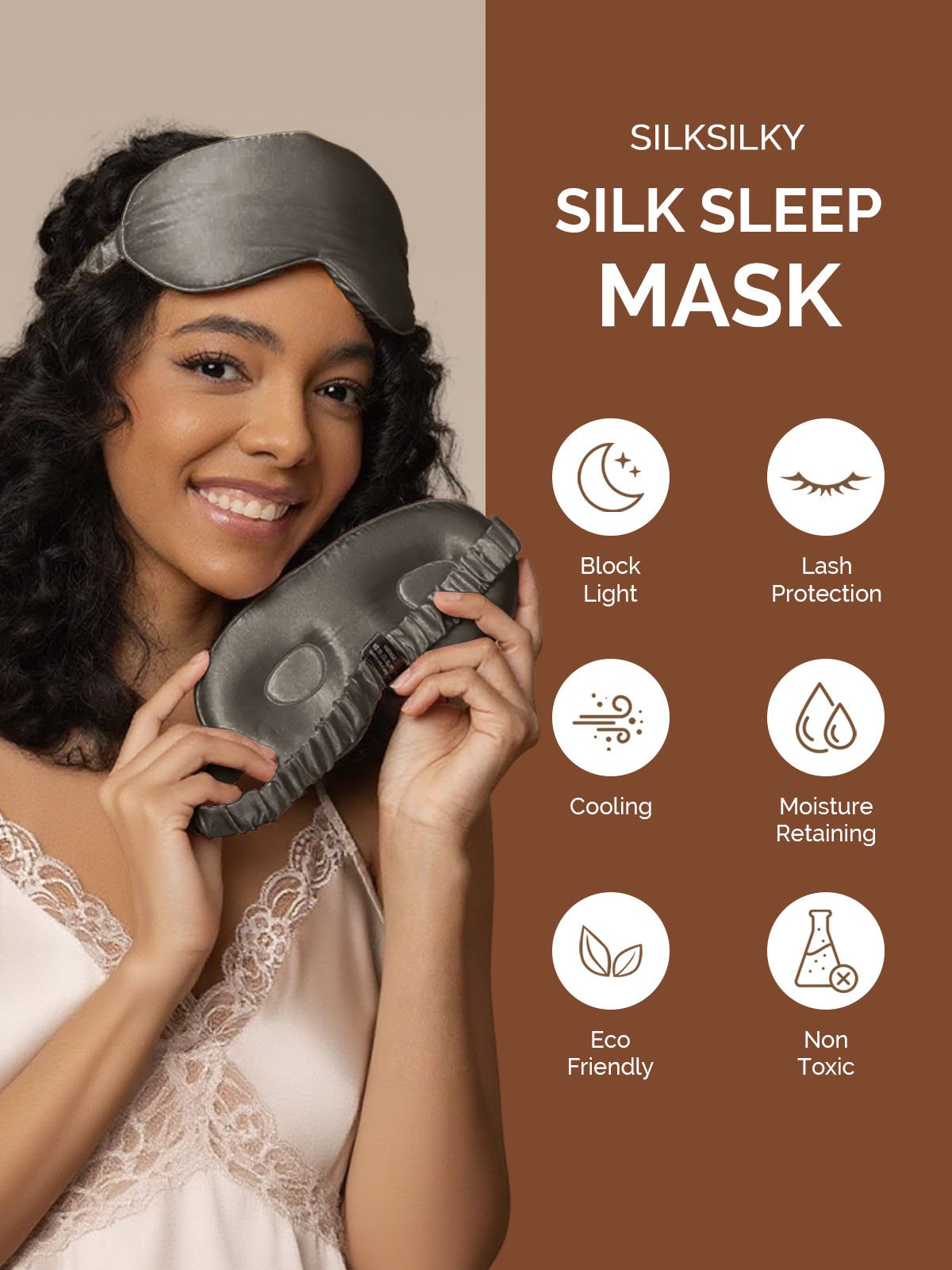 [DarkGray] SilkSilky-UK 22Momme Pure Silk Eye Mask 003