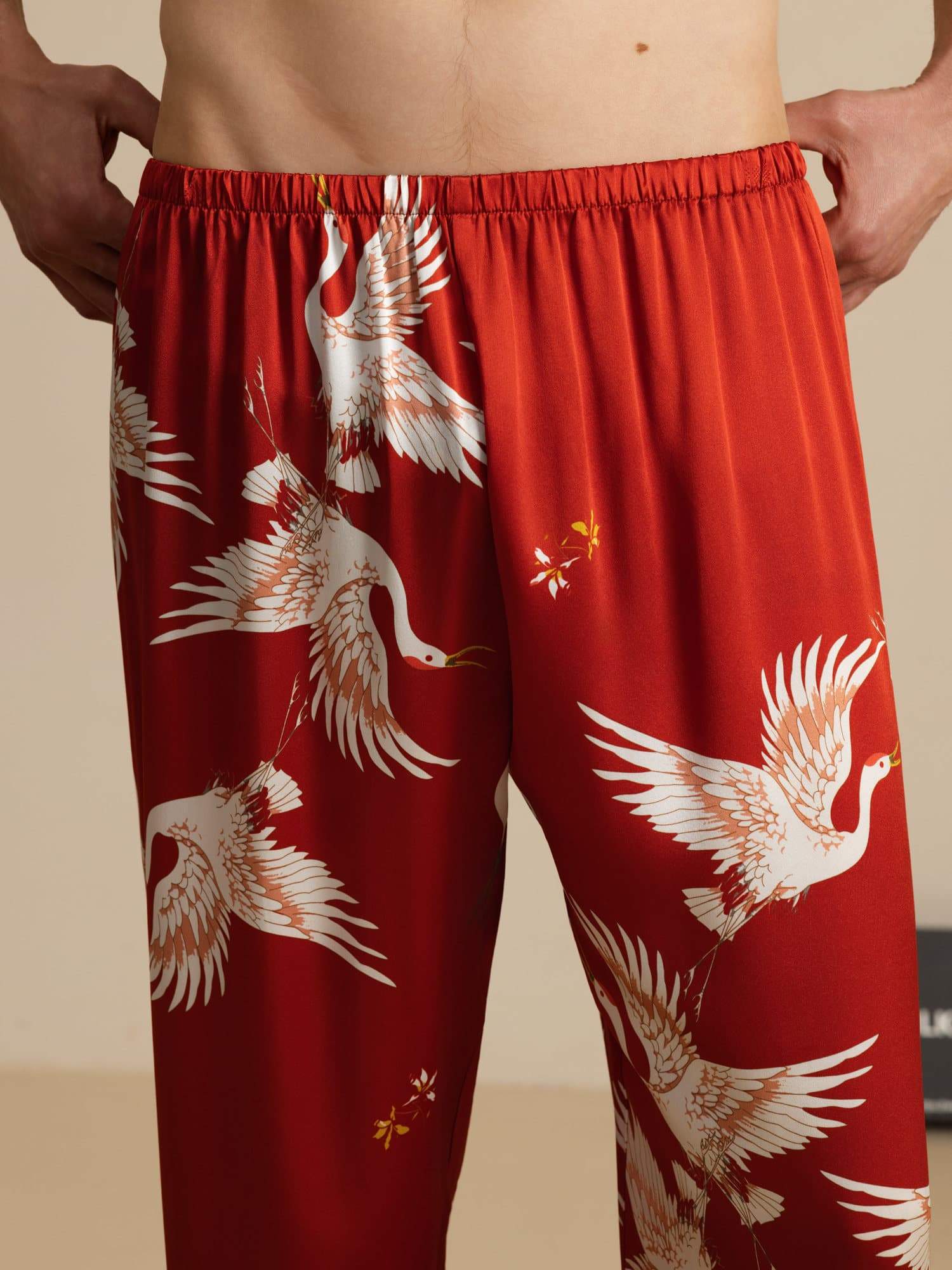 [Wine] SilkSilky-UK 19Momme Mens Sleep Bottoms 004