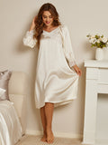 SilkSilky UK Pure Silk Long Sleeve Nightgown White 005