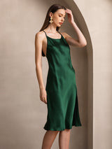 [Dark Green] SilkSilky-UK Spaghetti Strap Dress 003