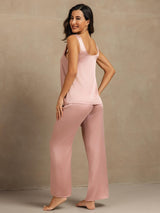 [Peach Skin] SilkSilky-UK 19Momme Machine-Washable Silk Sleeveless Scoop Neck Women's Pyjamas 002