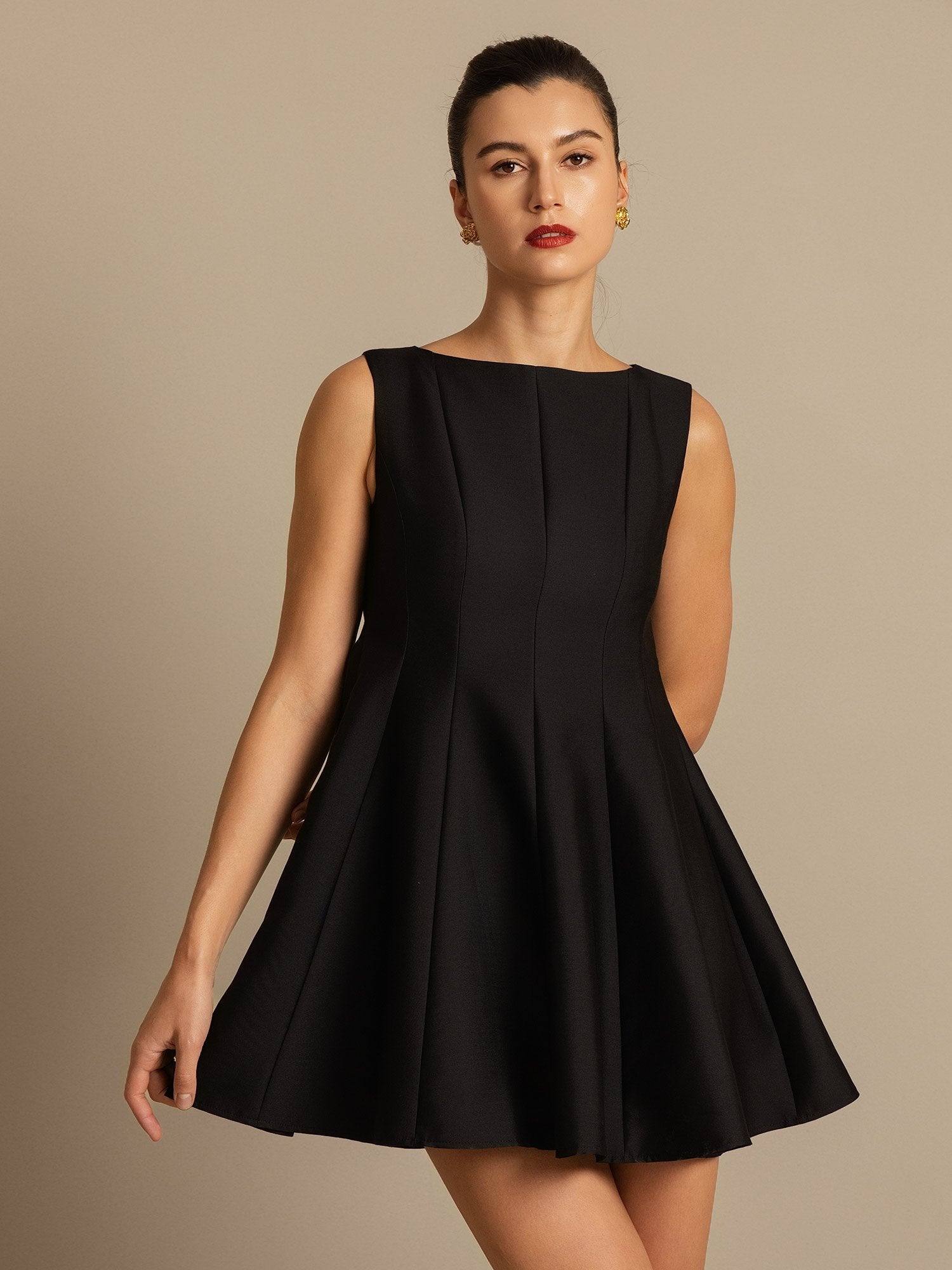 [Black] SilkSilky-UK 32Momme Silk-Wool Blend Dress 008,