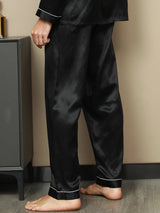[Black] SilkSilky-UK Pure Silk Mens Sleep Bottoms 005,