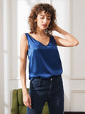 SilkSilky UK Pure Silk Sleeveless V Neck Camisole DarkBlue 004