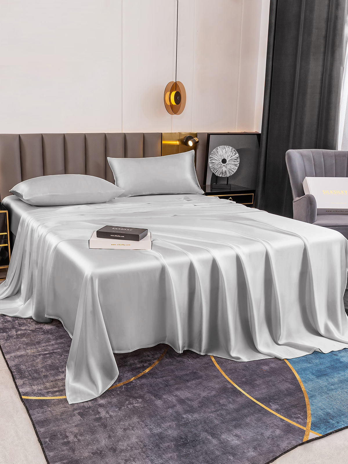 [Silver] SilkSilky-UK 19Momme Pure Silk Bedding Set 005