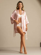 [Pink] SilkSilky-UK 3/4 Sleeve Women's Dressing Gown 006