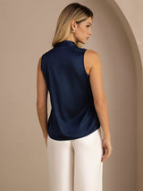 [Dark Blue] SilkSilky-UK Sleeveless Tie Neck Camisole 002