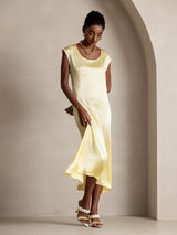[Light Yellow] SilkSilky-UK Cap Sleeve Dress 006